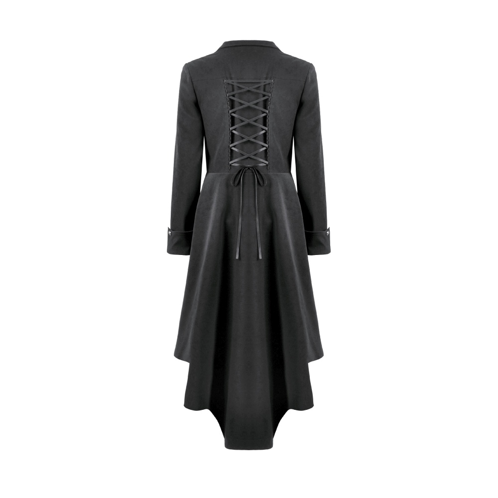 Dark in Love - Gothic PU Leather Trenchcoat jas - Zwart